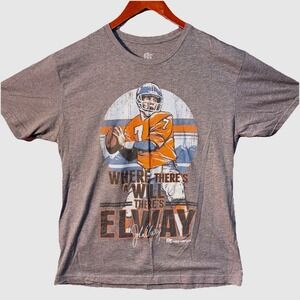 John Elway Pro Merch T-shirt Men's L Gray Denver Broncos Where There's A Will